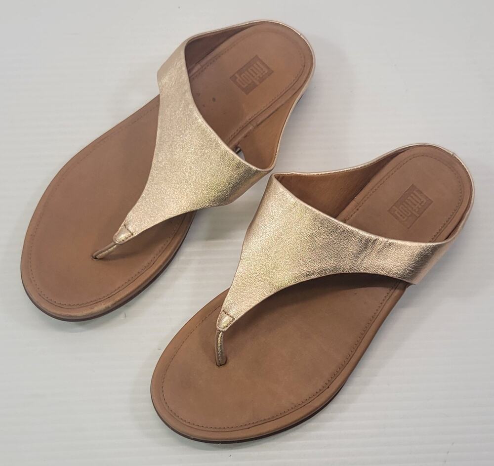 TT) FitFlop Woman Rose Gold LuLu Toe Post Thong Sandal Shoe 8